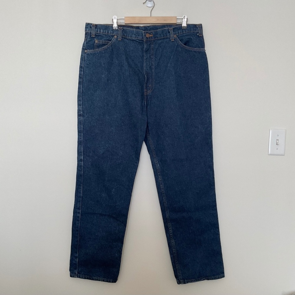 VTG Levis Two Horse Brand Leather Tab Blue Denim Jeans Mens 42 x 32 Made in USA